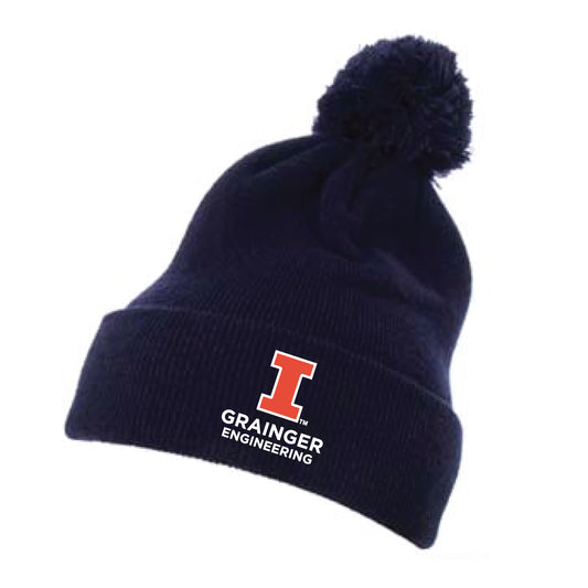Grainger Engineering: Cuffed Knit Beanie with Pom Hat